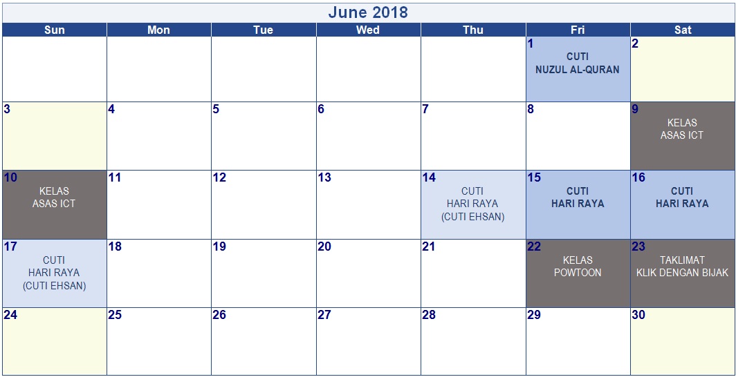 jadual-kelas-jun-2018