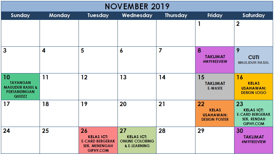 11 Kalendar Nov 2019