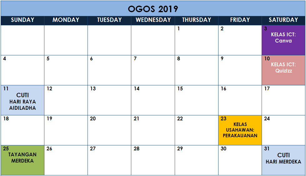 8 Kalendar Ogos 2019